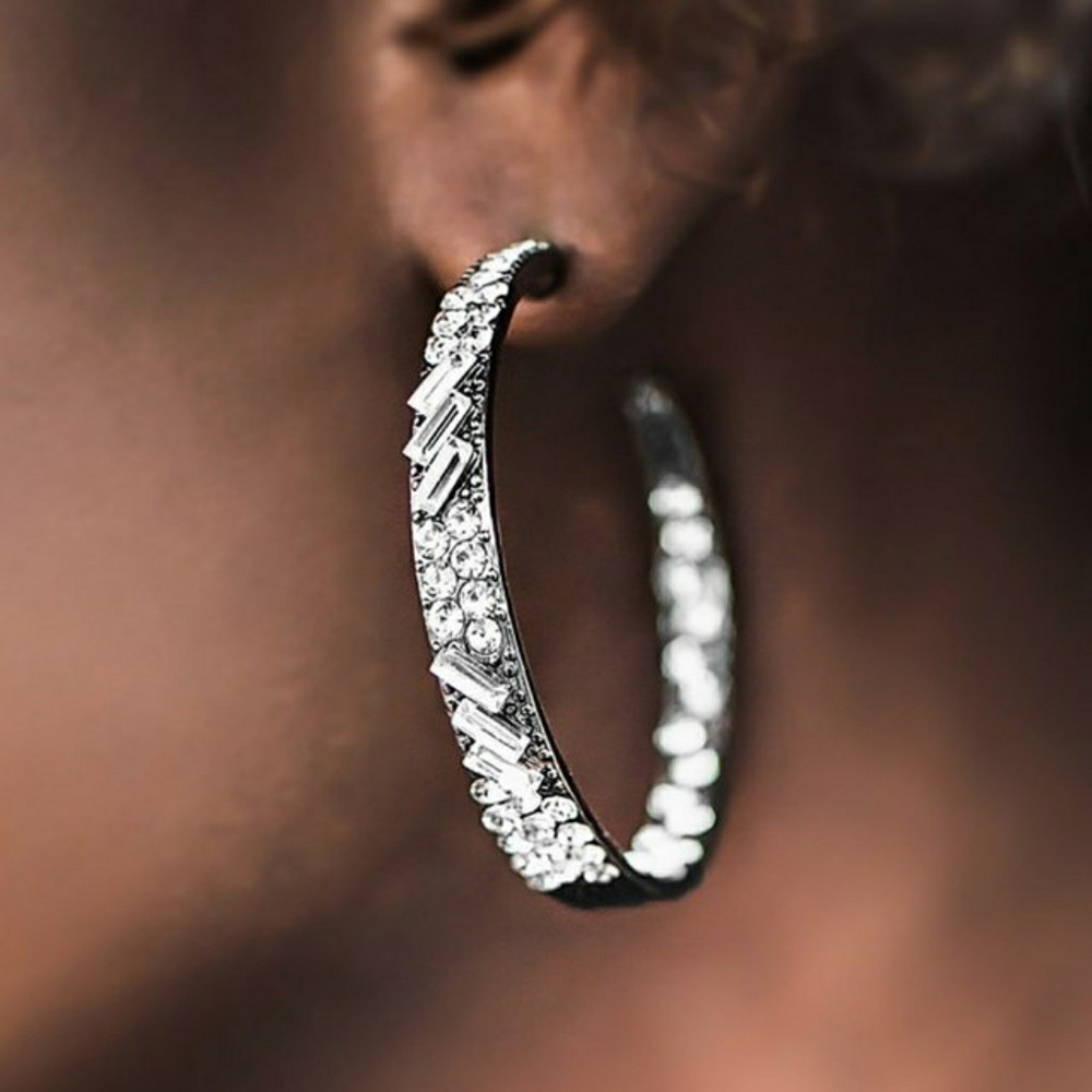 2 for $13  Gunmetal Hoop Earrings